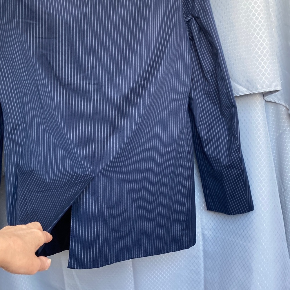 Vintage 90s The limited navy blue pin stripe blazer hidden shoulder pad - Picture 14 of 17